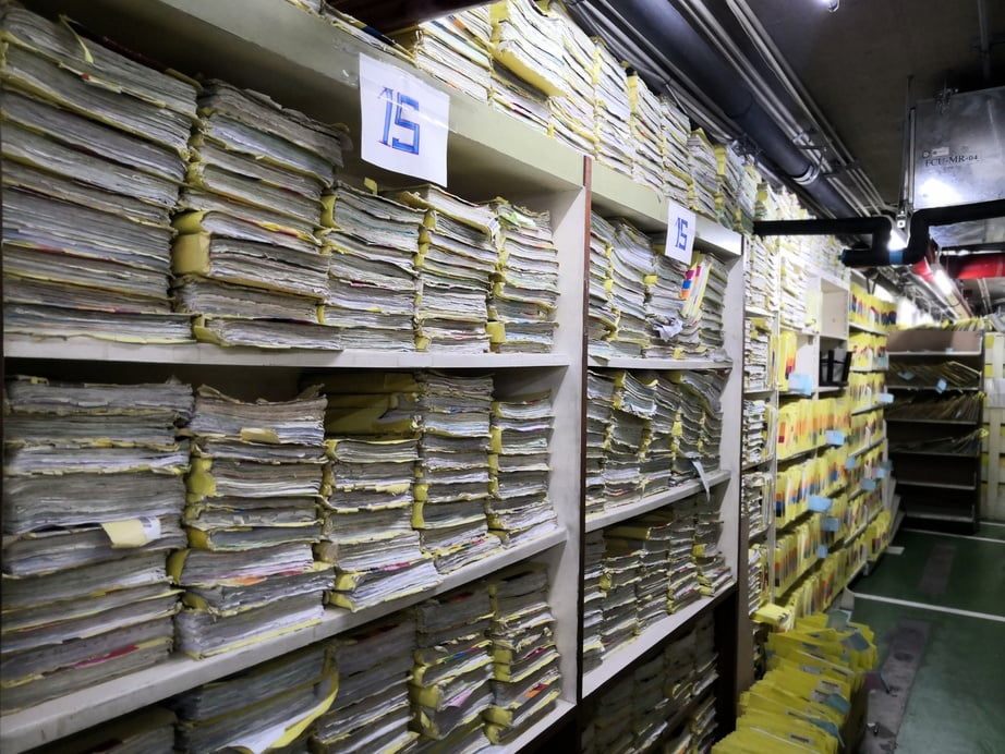 Document control room in hospital for important documents.Abstract.Data file. Important file.Important file.Patient history.Medical records.